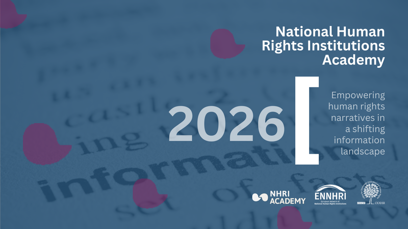 National Human Rights Institutions Academy 2026 logo with text on human rights narratives and partner logos.